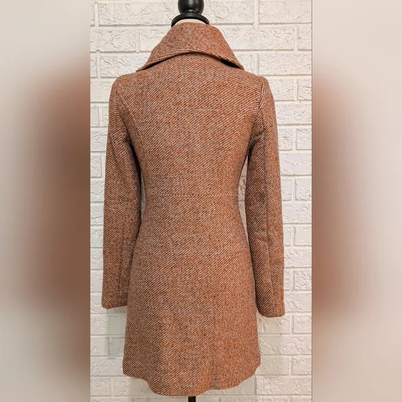 Sabine Double Breasted Wool Pea Coat Tweed Lined XS Winter/Could Jacket Pockets - Picture 4 of 11